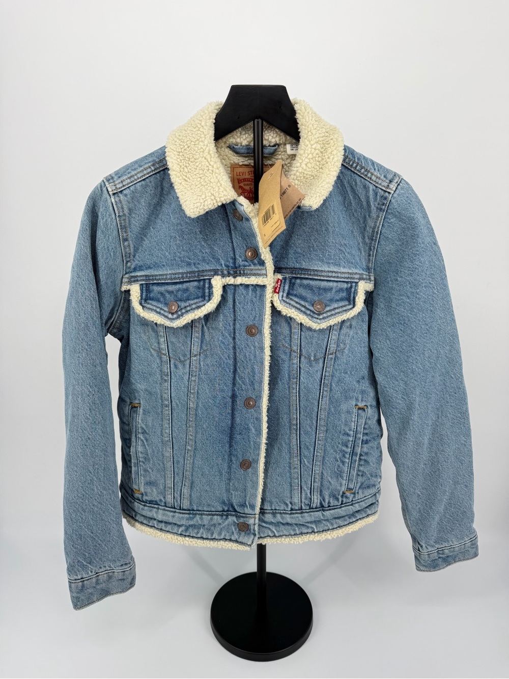 Levi’s Women’s Sherpa Denim Trucker Jacket Faux Shearling Lined Blue NWT